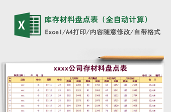 2025年库存材料盘点表（全自动计算）