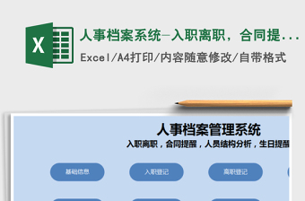 2024年人事档案系统-入职离职，合同提醒人员结构，生日提醒