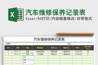 2024年汽车维修保养记录表免费下载