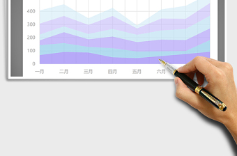 2025年清晰紫色系列堆积面积图免费下载