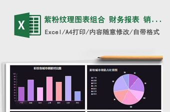 2024年紫粉纹理图表组合 财务报表 销售报表excel表格