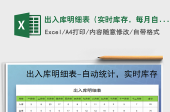 2024年出入库明细表（实时库存，每月自动统计）excel表格