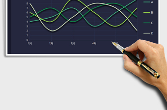 折线图表 藏青艳绿系图表模板