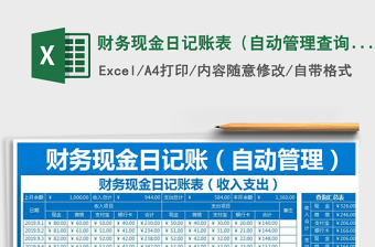 2025年财务现金日记账表（自动管理查询明细）