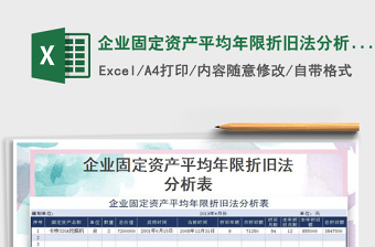 2024年企业固定资产平均年限折旧法分析表excel表格