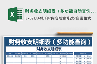 2025年财务收支明细表（多功能自动查询）