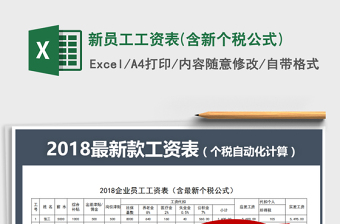2024年新员工工资表(含新个税公式)exce表格