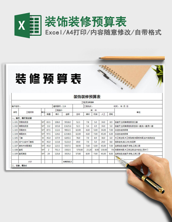 2025年装饰装修预算表免费下载