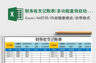 2025年财务收支记账表(多功能查询自动化管理)