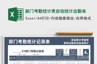 2025年部门考勤统计表自动统计出勤率
