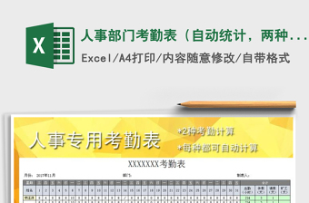 2025年人事部门考勤表（自动统计，两种模式）免费下载
