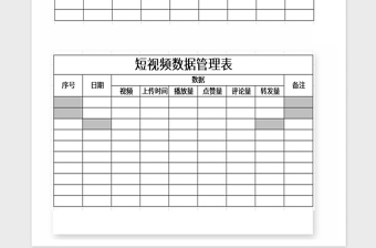 2024年短视频数据管理表Excel表格模板