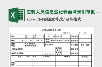 2024年应聘人员信息登记表面试录用审批表免费下载