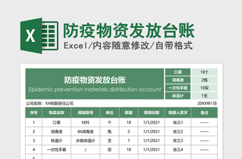 2024年防疫物资发放台账免费下载