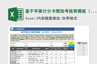 基于平衡计分卡绩效考核表模板（适合管理层，全自动）