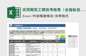 2024年试用期员工绩效考核表（含指标说明及全自动计算）免费下载