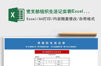 党支部组织生活记实表Excel模板exce表格