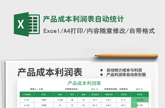 2025产品成本利润表自动统计免费下载