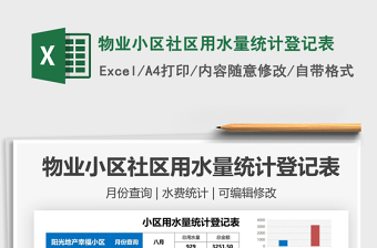 2025物业小区社区用水量统计登记表免费下载