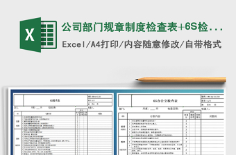 2024公司部门规章制度检查表+6S检查表+卫生检查表excel表格