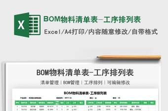 2024BOM物料清单表-工序排列表exce表格