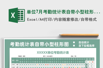 2025单位7月考勤统计表自带小型柱形图免费下载