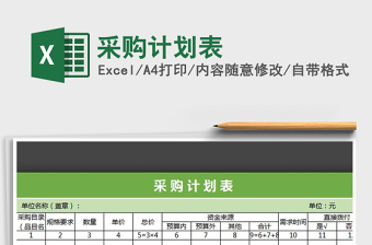 2025采购计划表免费下载