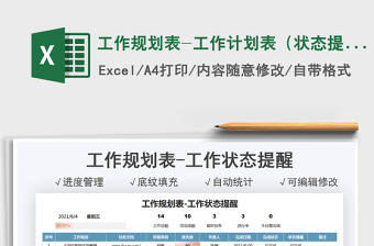 2025工作规划表-工作计划表（状态提醒）免费下载