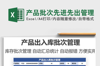 2024产品批次先进先出管理exce表格