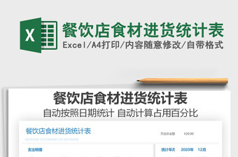 2025餐饮店食材进货统计表免费下载