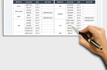 2025物业日常维修报价表免费下载