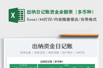 2025出纳日记账资金余额表（多币种）免费下载