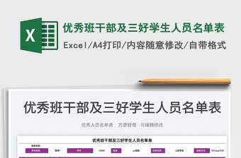 2025优秀班干部及三好学生人员名单表免费下载
