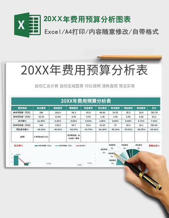 202520XX年费用预算分析图表免费下载