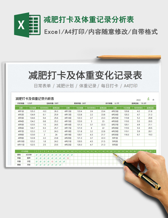 减肥打卡及体重记录分析表