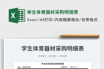 2025学生体育器材采购明细表免费下载