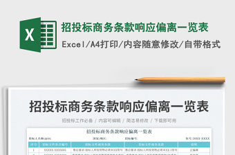 2025招投标商务条款响应偏离一览表