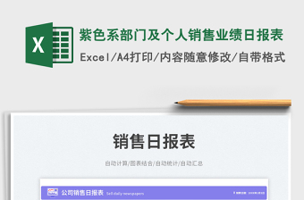 2025紫色系部门及个人销售业绩日报表