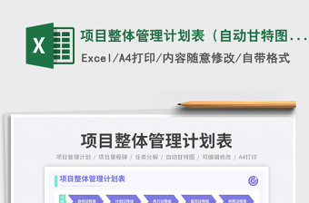 项目整体管理计划表（自动甘特图）免费下载