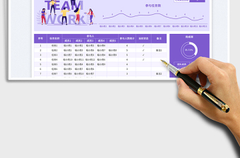 2025紫色简约自动统计运营分工表免费下载