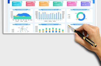 2024蓝色商务风销售数据可视化报表excel表格