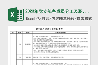 2024年党支部各成员分工及职责表