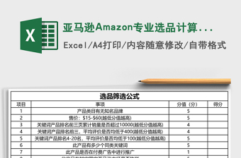 亚马逊Amazon专业选品计算公式