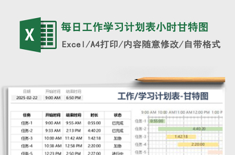 每日工作学习计划表小时甘特图