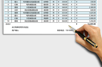 2025营销商品订购单excel表格模板
