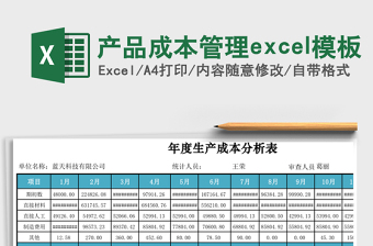 产品成本管理excel模板