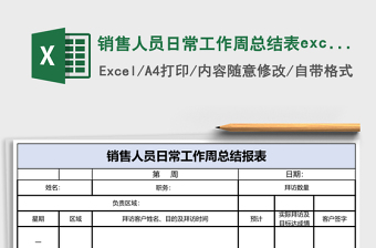 销售人员日常工作周总结表excel表格下载