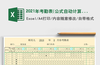 2025年考勤表(公式自动计算）