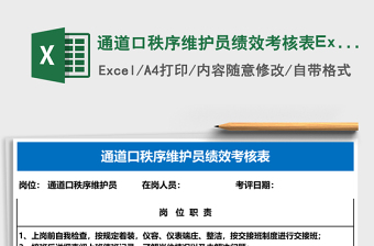 2025通道口秩序维护员绩效考核表Excel表格