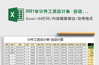 2025年计件工资总计单-自动计算